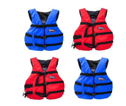 Adult Life Jackets, 4-Pack in Carry Case, 2 Blue / 2 Red (20-002-4-PACK)