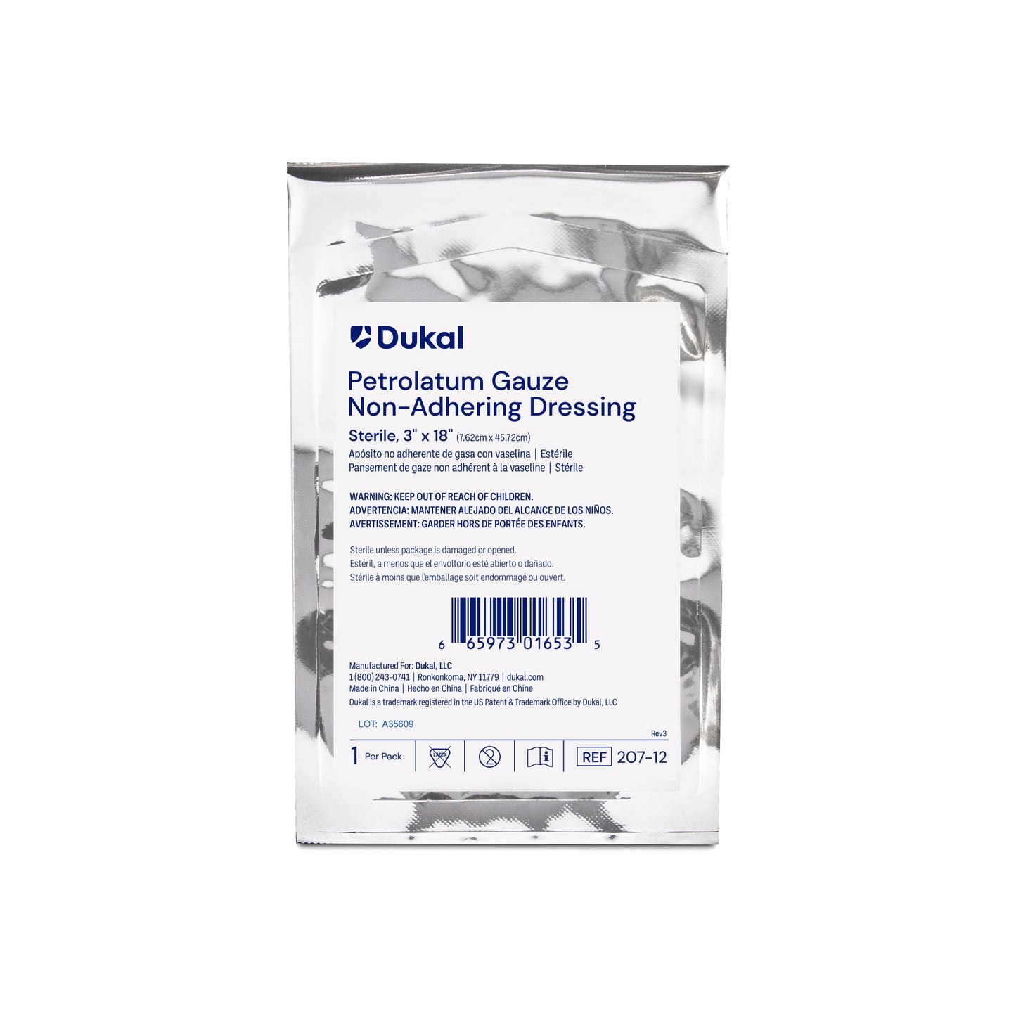 Petrolatum Gauze Non-Adhering Dressings, Sterile, 3" x 18" (207-12)