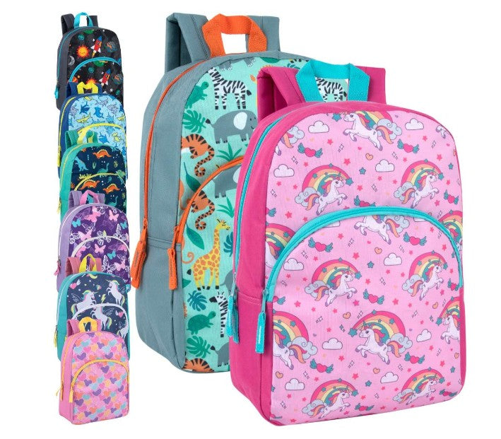15" Character Backpacks, Assorted Prints, Case of 24 (2378131)