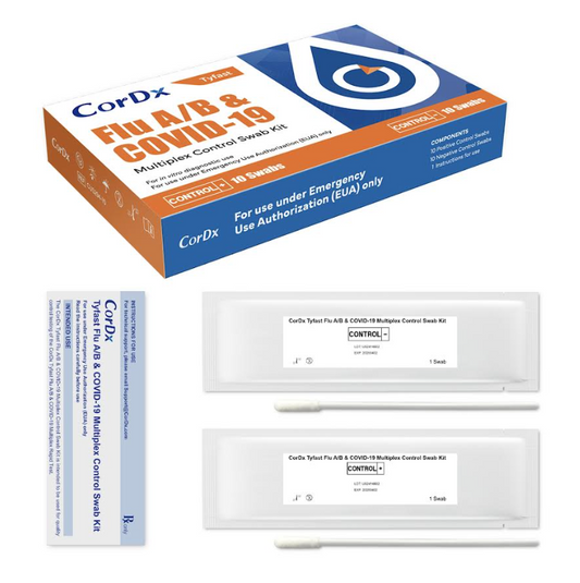 CorDx Tyfast, Flu A/B & COVID-19 Multiplex POC Rapid Test, Cassette, Box of 25 (ACT21001-25)