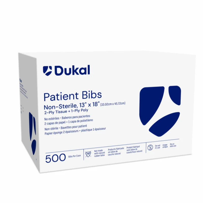 Patient Bibs, 2-Ply, 13" x 18", Black