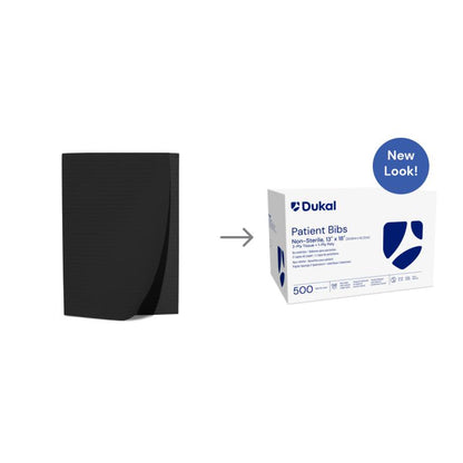 Patient Bibs, 2-Ply, 13" x 18", Black