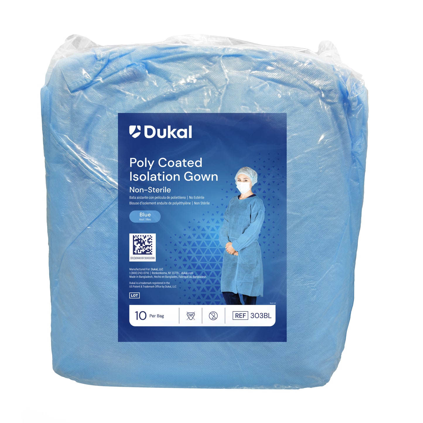 Poly Coated Isolation Gown, Blue (303BL)