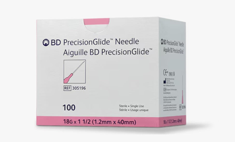BD PrecisionGlide Needle, 18G x 1.5", Case (BEC 305196)