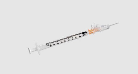 Syringe with Needle, 1mL 25G x 5/8", Shielding Subcutaneous Injection Needle, Box (305903)