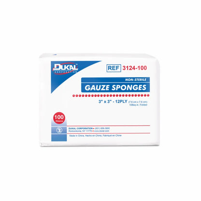 Non-Sterile Gauze Sponges 3" X 3", 12-Ply (3124-100)