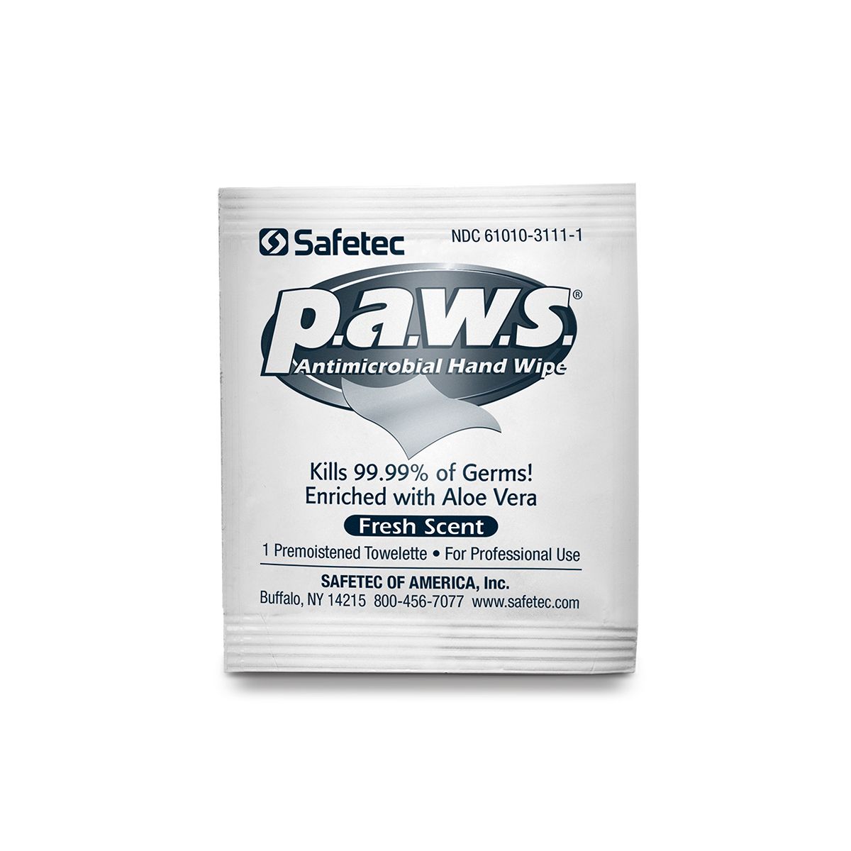 PAWS Antimicrobial Individual Towelette, 5" x 8", Case (SOA 34400)