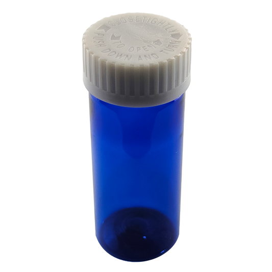 P-Series Vials, 11 Dram, with attached CR Screw Caps, Blue (RXPB11)