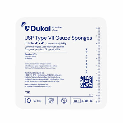 Premium Care Sterile Type VII Gauze Sponges, 8-Ply, 4" x 4" (408-10)