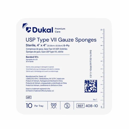 Premium Care Sterile Type VII Gauze Sponges, 8-Ply, 4" x 4" (408-10)