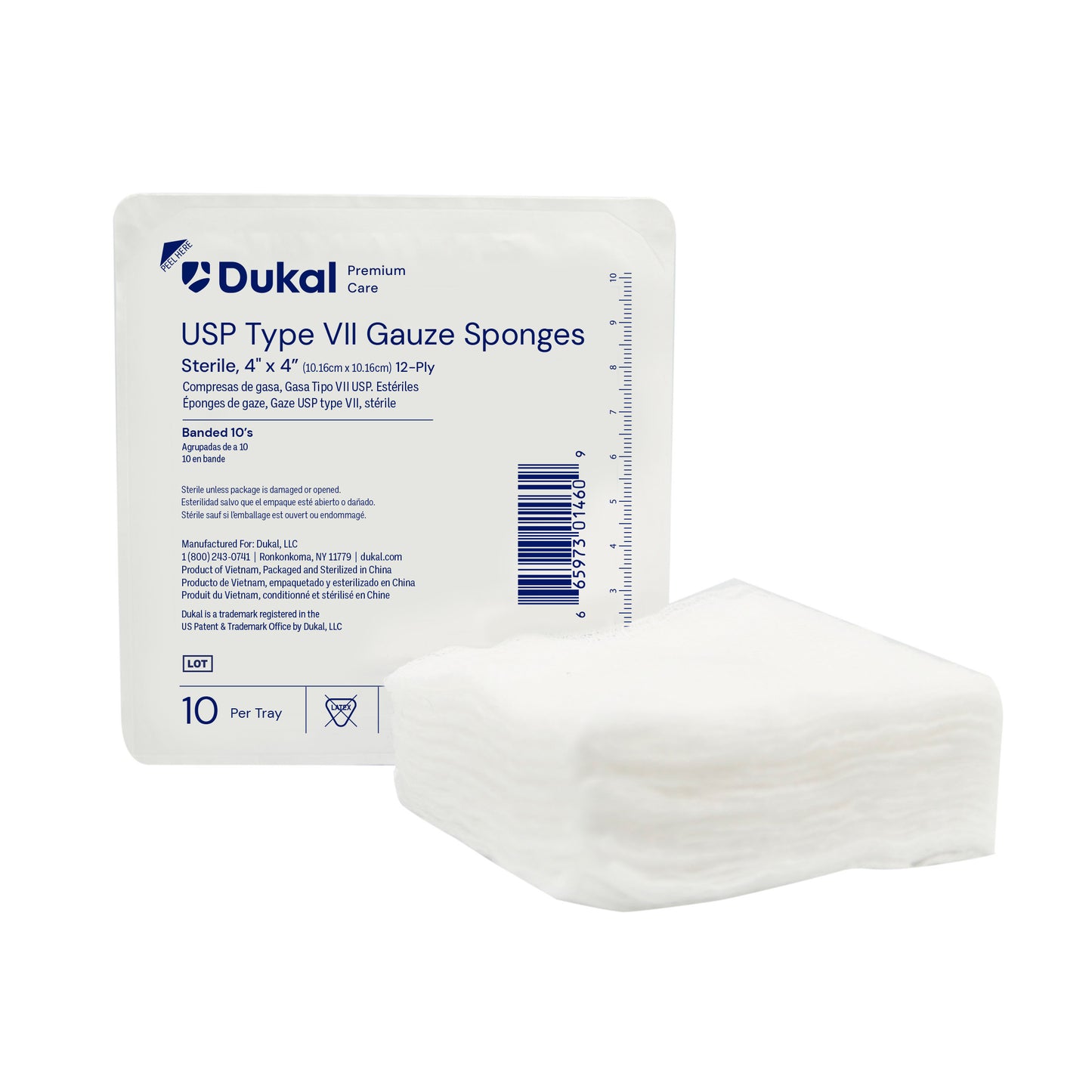 USP Type VII, Sterile Gauze Sponges, 12-Ply, 4" x 4" (412-10)