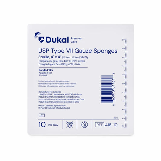 Premium Care Sterile Type VII Gauze Sponges, 16-Ply, 4" x 4" (416-10)