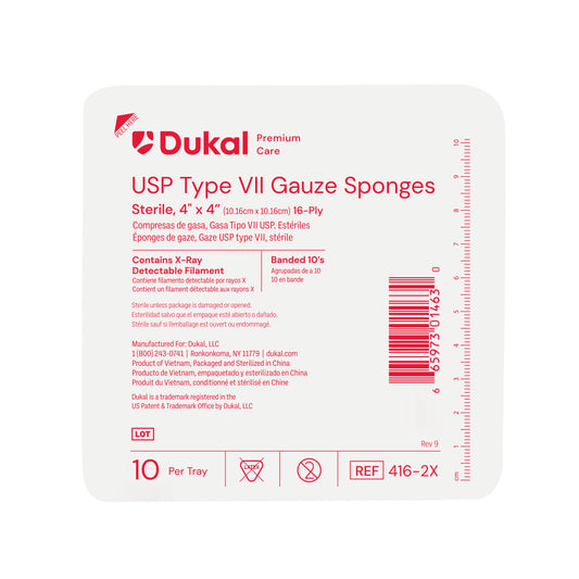Premium Care, Type VII Gauze Sponges, with X-Ray Detectable Filament, 16-Ply, 4" x 4" (416-2X)
