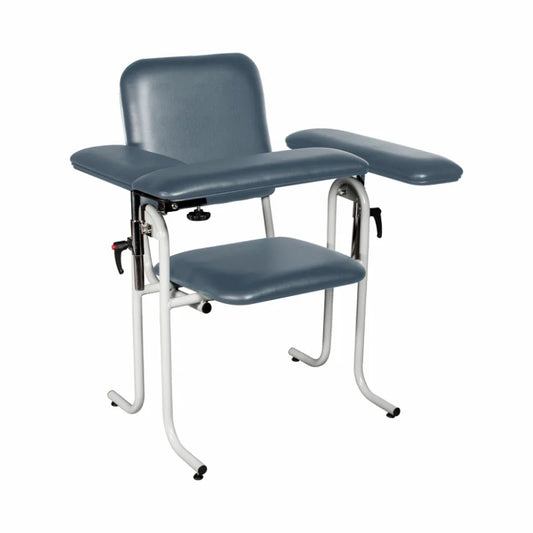 Blood Draw Chair, Upholstered, with Flip Arm, Blue (4382-F)