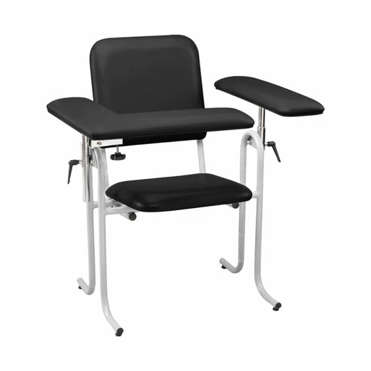 Blood Draw Chair, Upholstered, with Flip Arm, Black (4382F-BLK)