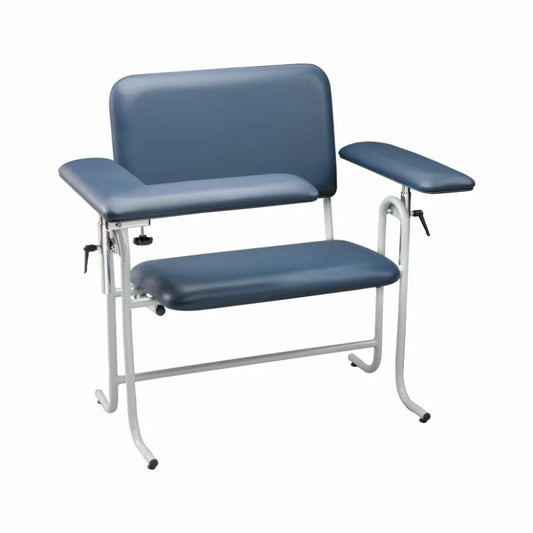 Blood Draw Chair, Bariatric, Upholstered, with Flip Arm, Blue (4382X-F)