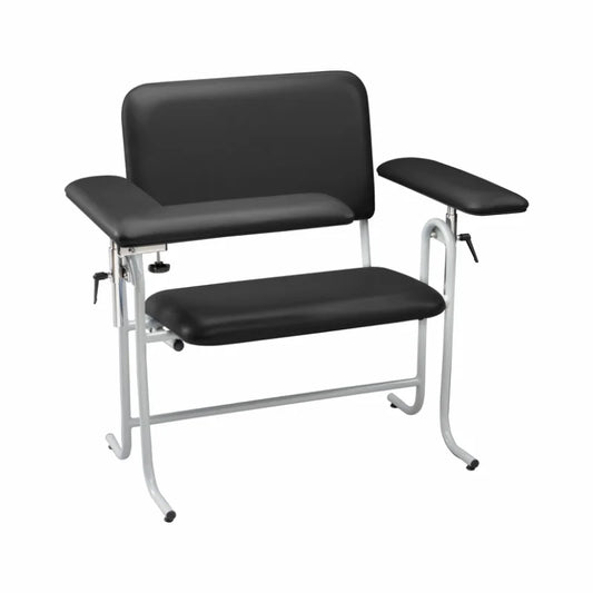 Blood Draw Chair, Bariatric, Upholstered, with Flip Arm, Black (4382XF-BLK)