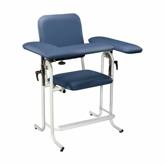 Blood Draw Chair, Tall, Upholstered, with Flip Arm, Blue (4383-F)