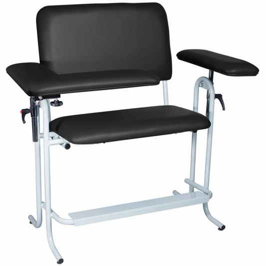 Blood Draw Chair, Tall, Bariatric, Upholstered, with Flip Arm, Black (4386XF-BLK)