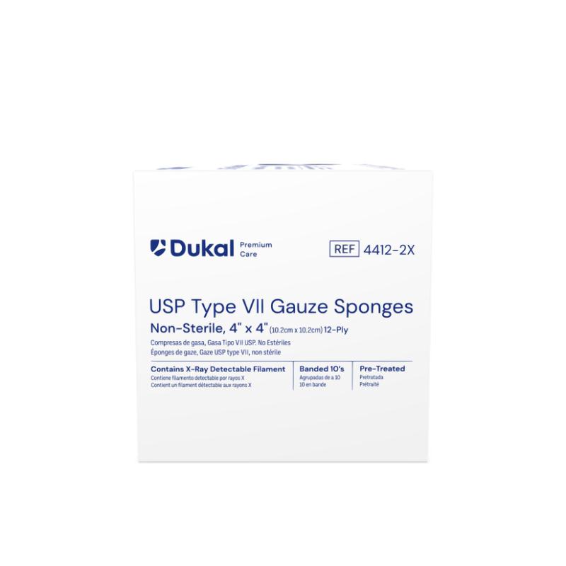 Premium Care,Type VII Gauze Sponges, with X-Ray Detectable Filament, 12-Ply, 4" x 4" (4412-2X)