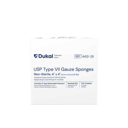 Premium Care,Type VII Gauze Sponges, with X-Ray Detectable Filament, 12-Ply, 4" x 4" (4412-2X)