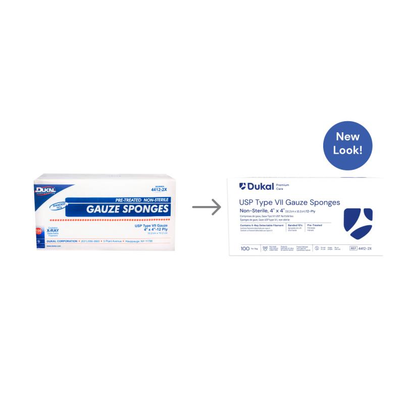 Premium Care,Type VII Gauze Sponges, with X-Ray Detectable Filament, 12-Ply, 4" x 4" (4412-2X)