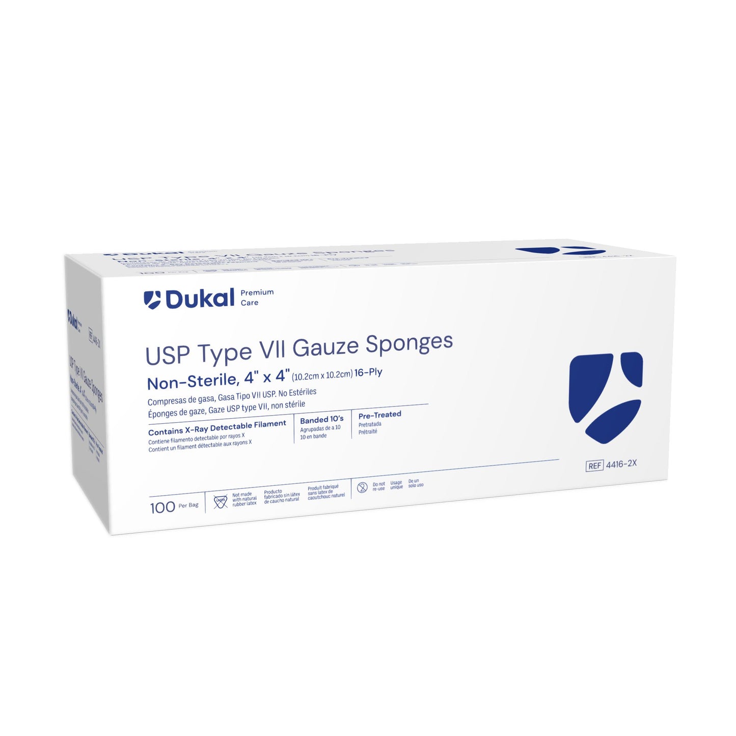 Premium Care, Type VII Gauze Sponges, with X-Ray Detectable Filament, 16-Ply, 4" x 4" (4416-2X)