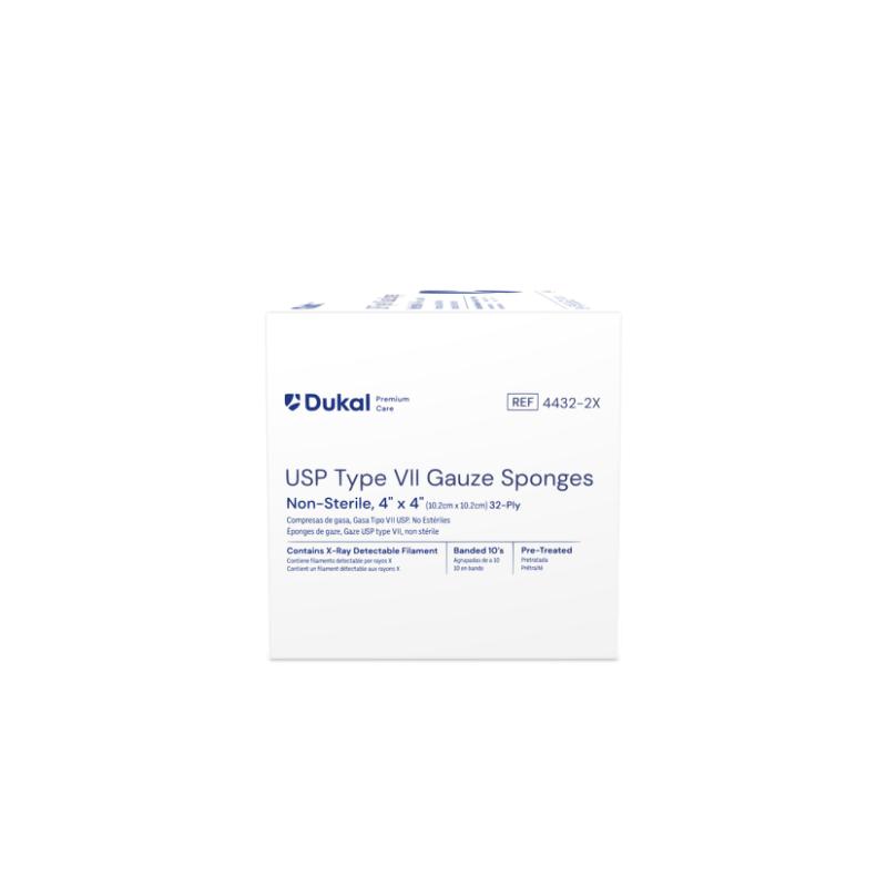 Premium Care Non-Sterile Type VII Gauze Sponges with X-Ray Detectable Filament, 32-Ply, 4" x 4" (4432-2X)