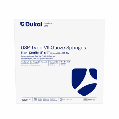 Non-Sterile X-Ray Detectable Type VII  Gauze Sponges 8" X 4",12-Ply (4812-2X)