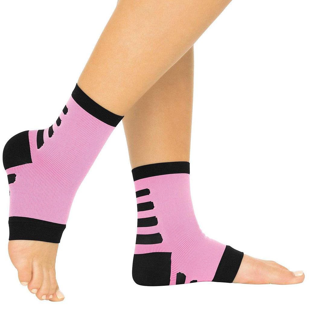 ANKLE COMPRESSION SOCKS, OPEN TOE, M:3 - 5.5, W: 4 - 6.5, PINKW/BLACK