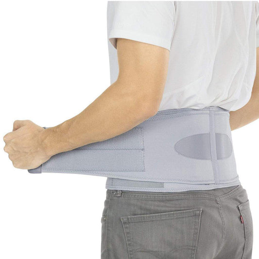 BACK BRACE, REMOVABLE LUMBAR PAD, NEOPRENE,  UP TO 44", GRAY