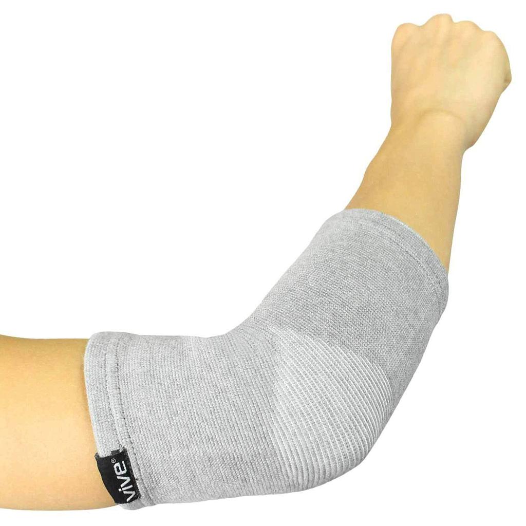 ELBOW SLEEVES, BAMBOO/CHARCOAL, MACHINE WASHABLE, 15", GRAY, 1 PAIR