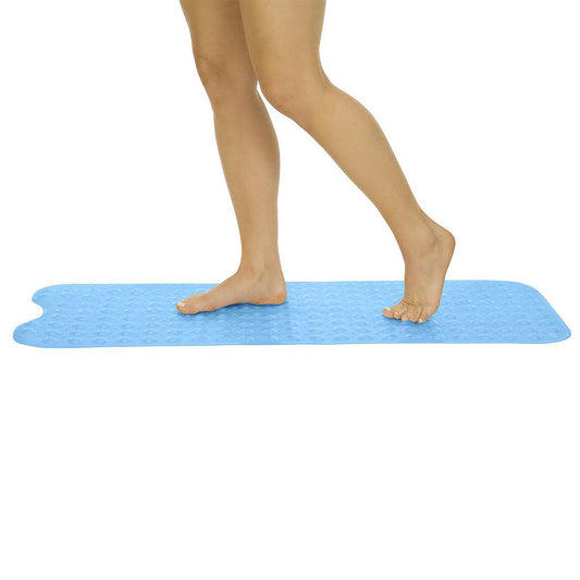 38" X 15" BATH MAT, NONSLIP SUCTION CUPS, BLUE PVC