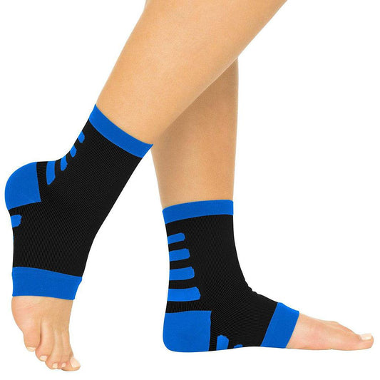 Ankle Compression Socks, Open Toe, M:3 - 5.5, W: 4 - 6.5, BLACK