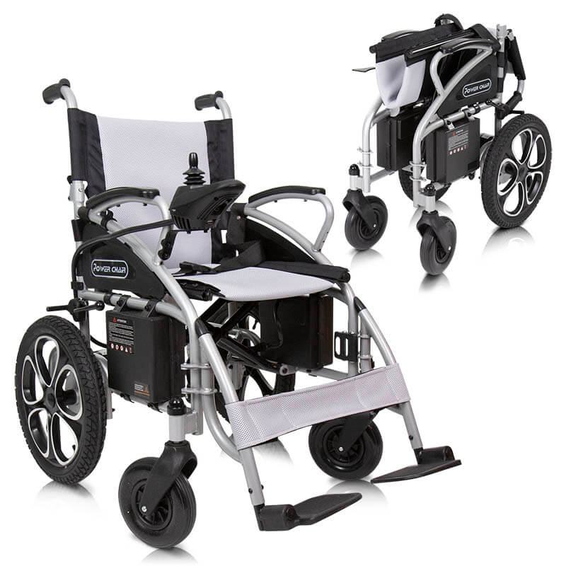 COMPACT POWER WHEELCHAIR, FOLDING ALUMINUM FRAME, JOYSTICK, 220 LBS