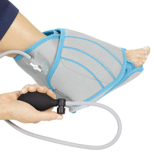 COMPRESSION ANKLE ICE WRAP W/PUMP, HOT/COLD GEL PACK, M:6.5-14, W:5-12