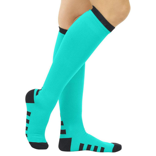 COMPRESSION SOCKS, 20-30MMHG, 2 PAIRS, SMALL, TEAL W/BLACK