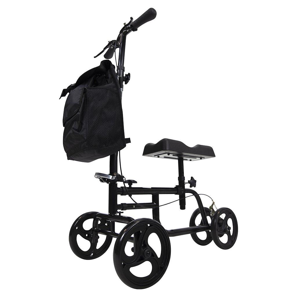 KNEE WALKER, ADJUSTS TO FIT 5'3"-6'8", BASIC, FOLDABLE WITH CUSHION, BLACK