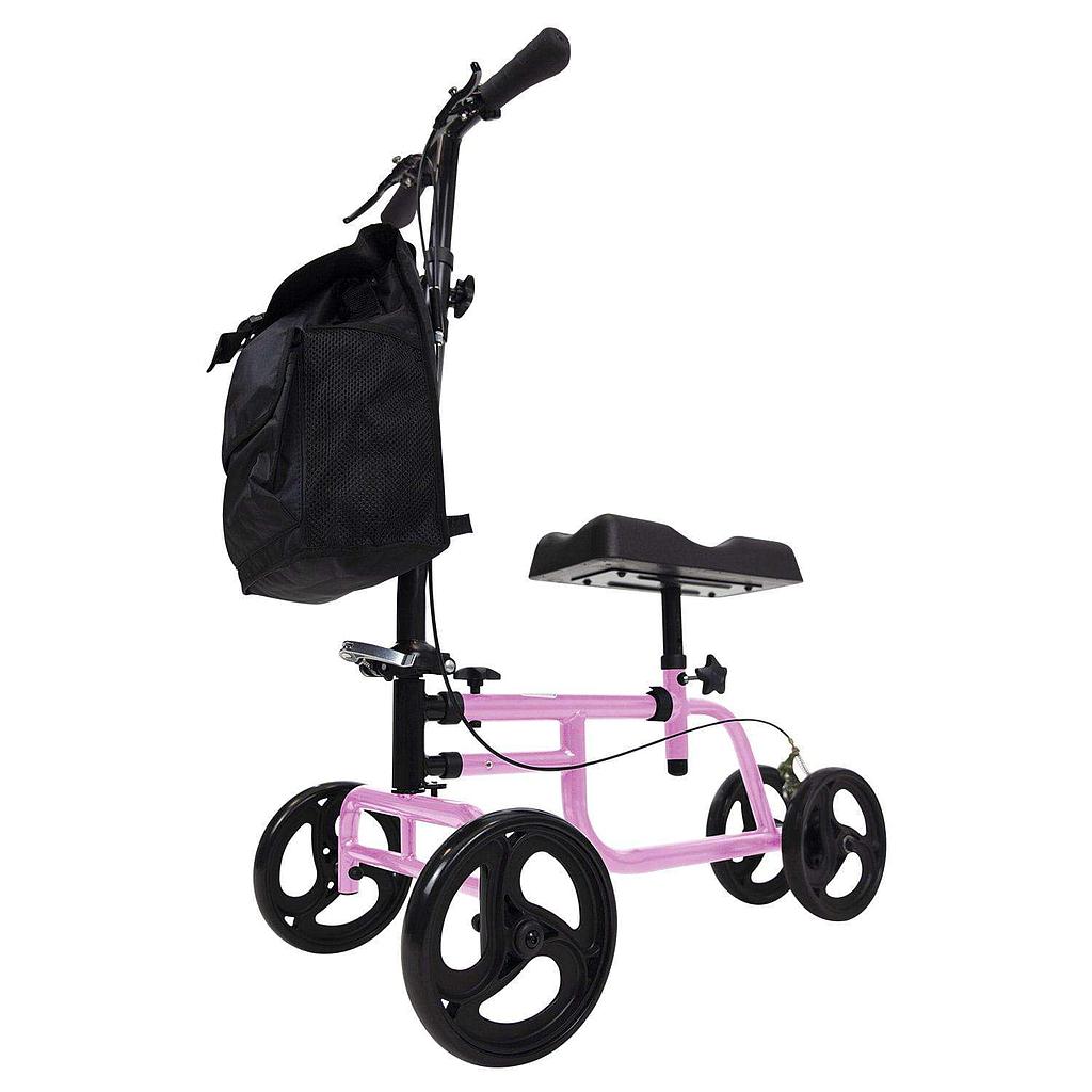 KNEE WALKER, ADJUSTS TO FIT 5'3"-6'8", BASIC, FOLDABLE WITH CUSHION, PINK