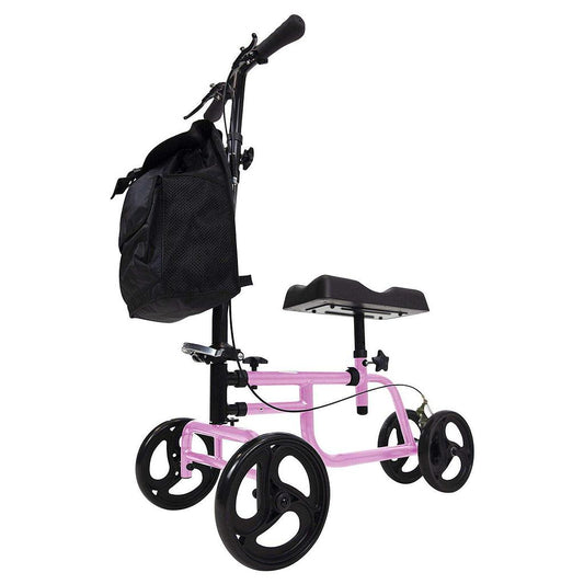 KNEE WALKER, ADJUSTS TO FIT 5'3"-6'8", BASIC, FOLDABLE WITH CUSHION, PINK