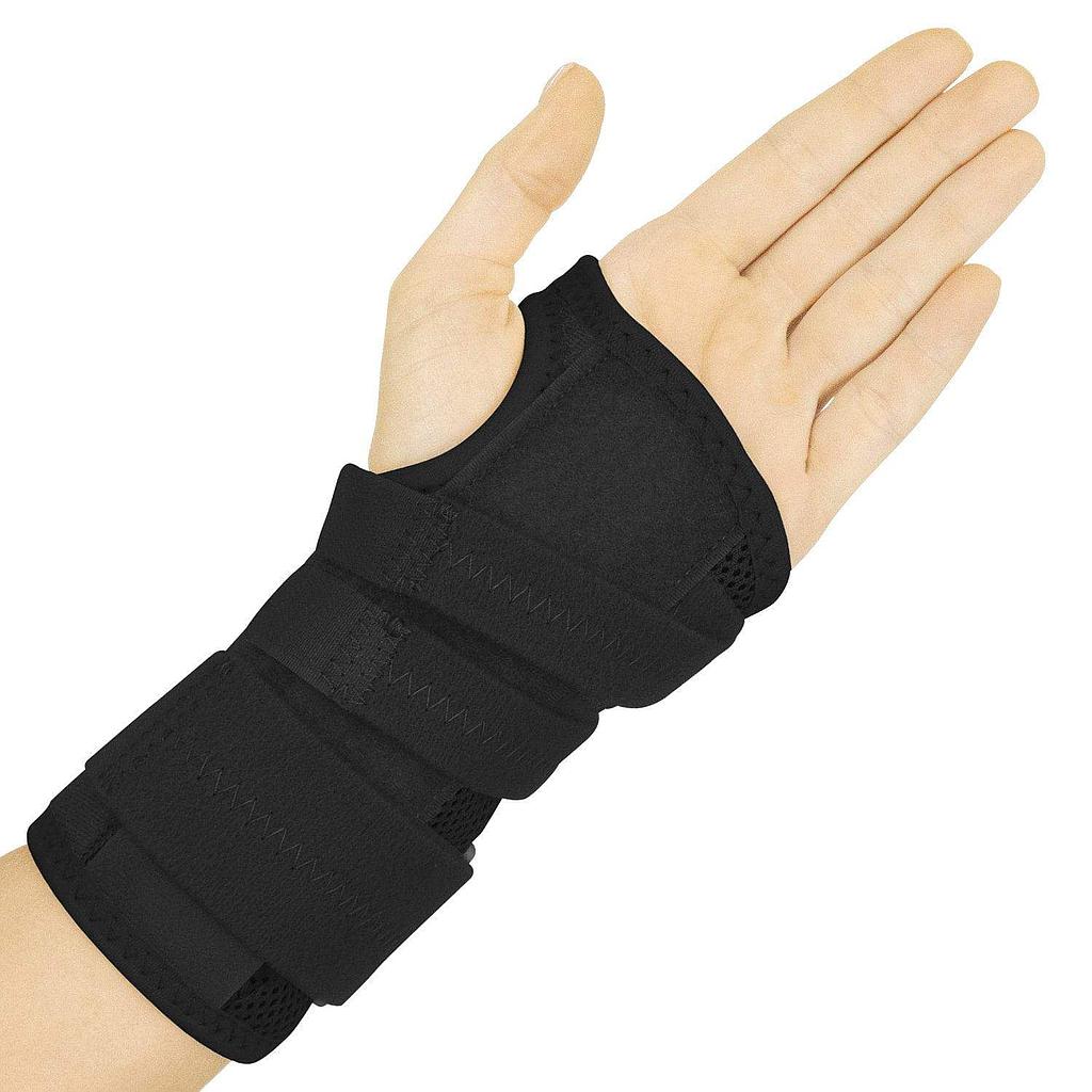 REVERSIBLE WRIST BRACE, 3 SPLINTS, SOFT NEOPRENE, BLACK