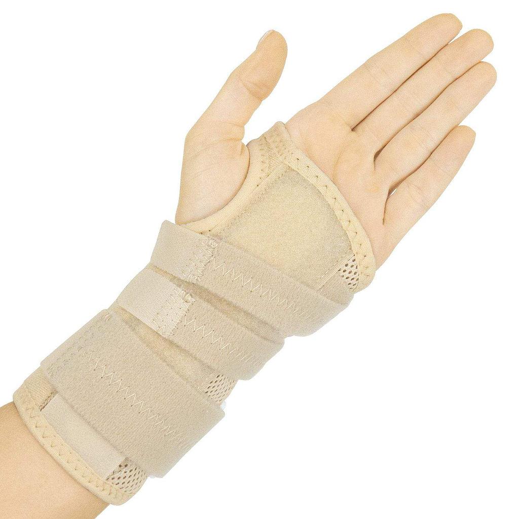 REVERSIBLE WRIST BRACE, 3 SPLINTS, SOFT NEOPRENE, BEIGE