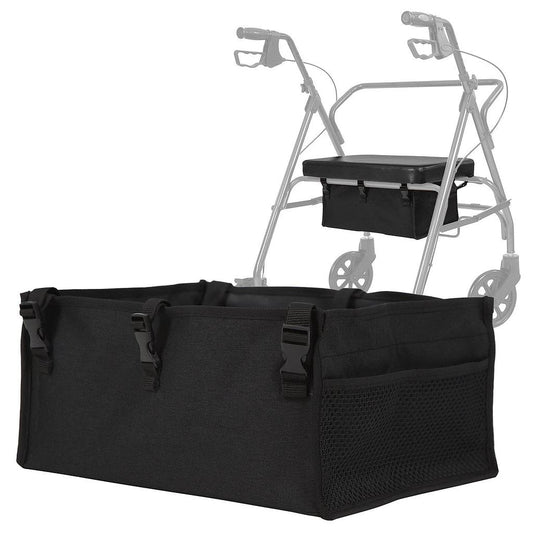 ROLLATOR SEAT BAG, RIGID BASE, MESH POCKETS, FITS STANDARD/BARIATRIC