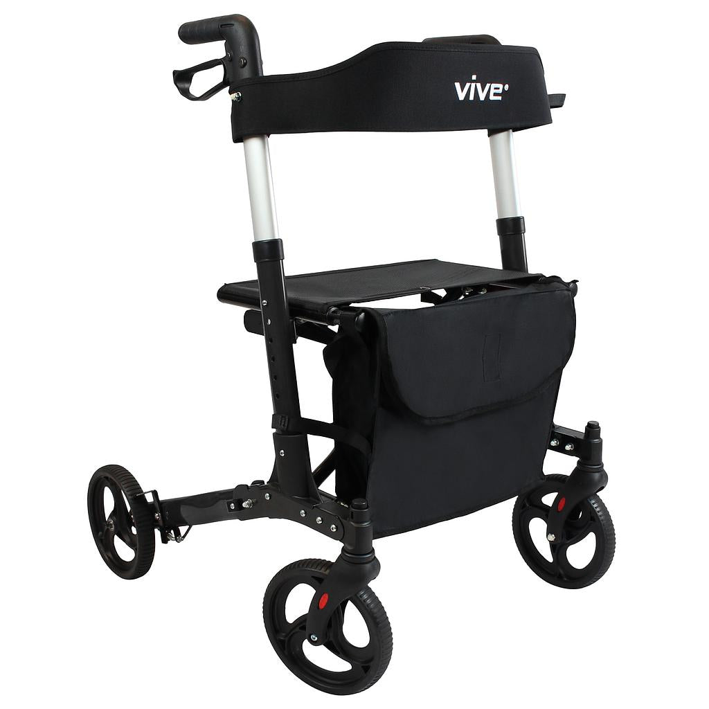 Rollator Walker, Foldable, Adjustable, with Bag, Black (MOB1010BLK)