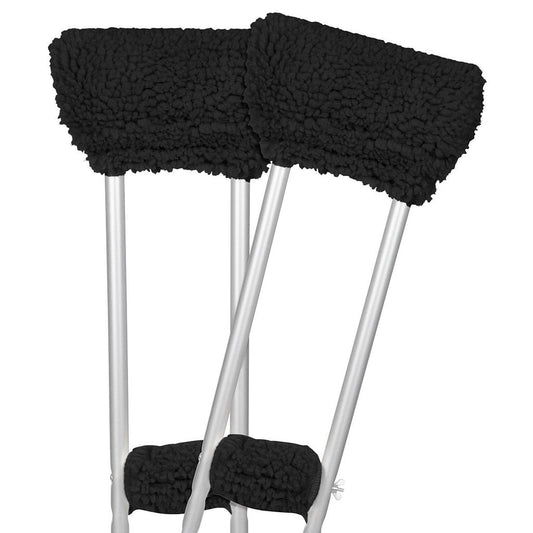 Sheepskin Crutch Pads, Hand Grips, Foam, 4 Pieces, Black (CSH1040BLK)