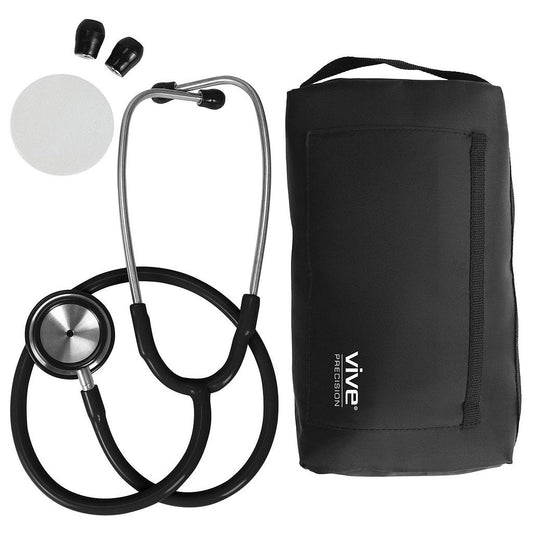 STETHOSCOPE, 22" STAINLESS STEEL, POUCH, BLACK