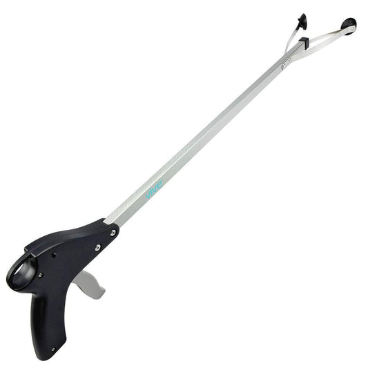 SUCTION CUP REACHER GRABBER, 32" BRUSHED ALUMINUM, TRIGGER GRIP