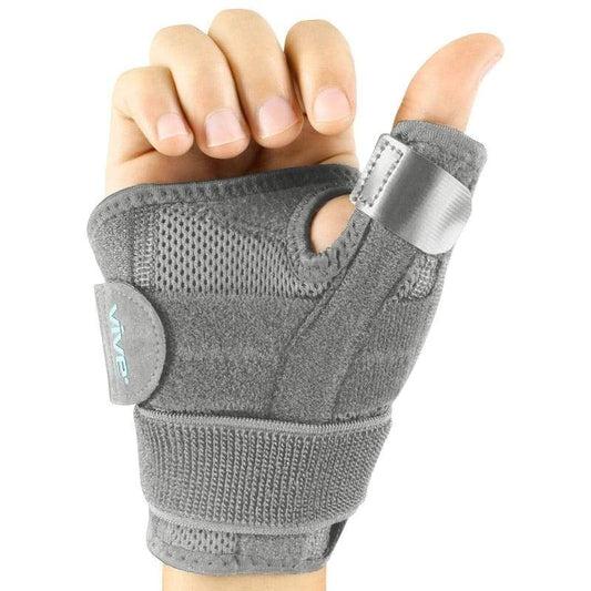 THUMB BRACE, REVERSIBLE, REMOVABLE METAL SPLINT, UNIVERSAL SIZE, GRAY