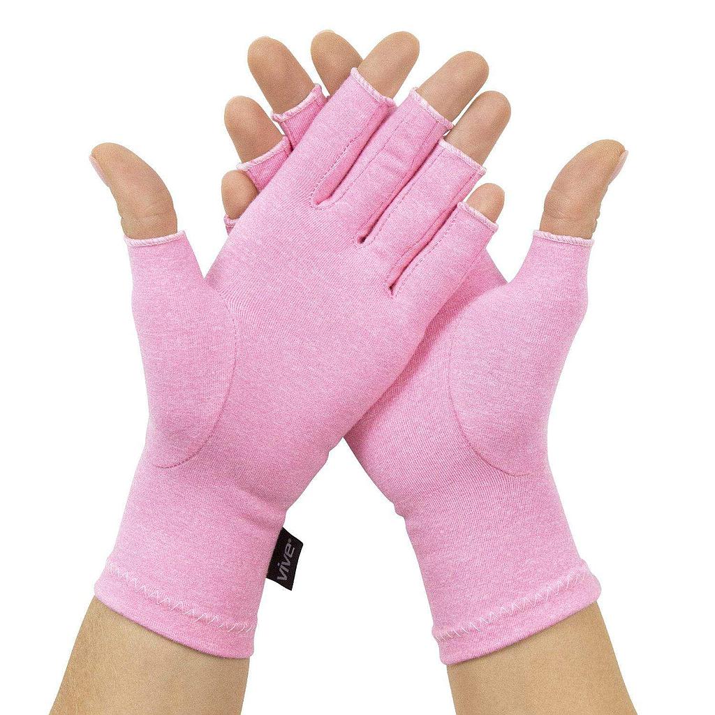 ARTHRITIS GLOVES, OPEN FINGER, 1 PAIR, X SMALL, PINK