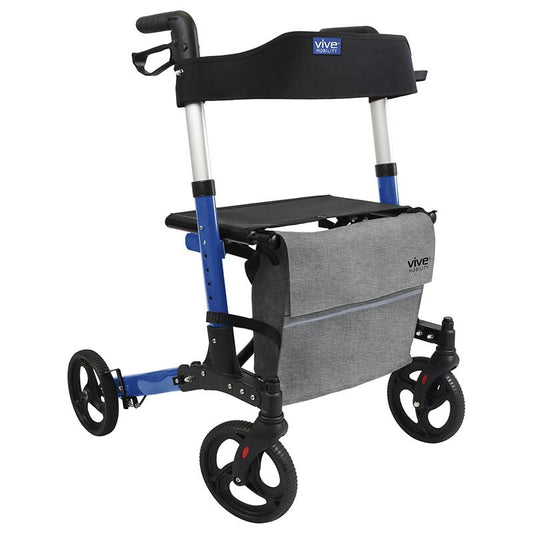 TALL FOLDABLE ROLLATOR, 35"-40", ALUMINUM, 300 POUNDS, BLUE